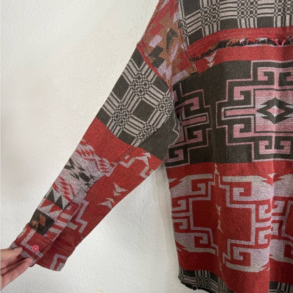 NWT Free People We The Free Arizona Sky Pullover in Crimson Aztec Large Boho - Picture 7 of 12